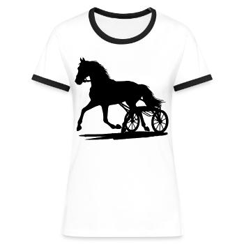 Traber vor Sulky Silhouette - Frauen Kontrast-T-Shirt - Weiß/Schwarz - Vorne - Selfina (174cm)