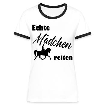 De vraies filles à cheval - T-shirt contrasté Femme - blanc/noir - Devant - Selfina (174cm)
