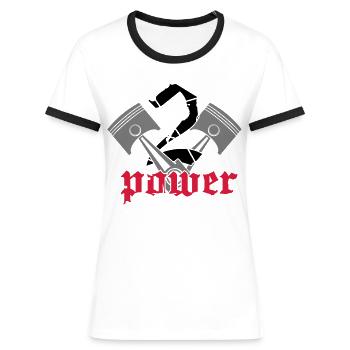V2 Power - Frauen Kontrast-T-Shirt - Weiß/Schwarz - Vorne - Selfina (174cm)