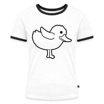 Dear duck cute chick - Women's Ringer T-Shirt - white/black - Front - Selfina (174cm)
