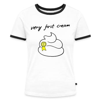 Erste Sahne - Frauen Kontrast-T-Shirt - Weiß/Schwarz - Vorne - Selfina (174cm)