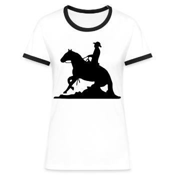 Coulissante arrêt Western Cowboy curseur - T-shirt contrasté Femme - blanc/noir - Devant - Selfina (174cm)
