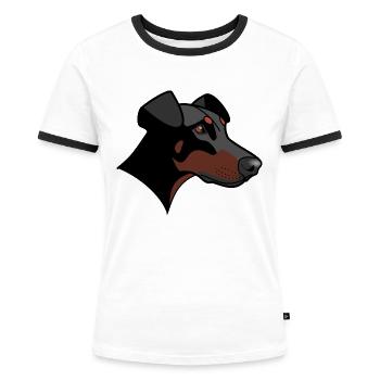 Dobermann - Nessie - Frauen Kontrast-T-Shirt - Weiß/Schwarz - Vorne - Selfina (174cm)