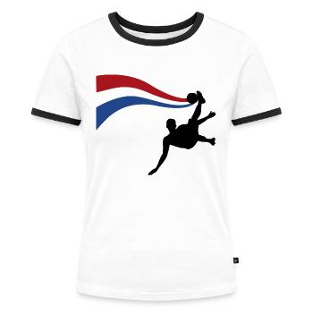 Maillot de foot néerlandais - T-shirt contrasté Femme - blanc/noir - Devant - Selfina (174cm)