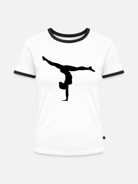 Turnerin, Turnen - Frauen Kontrast-T-Shirt - Weiß/Schwarz