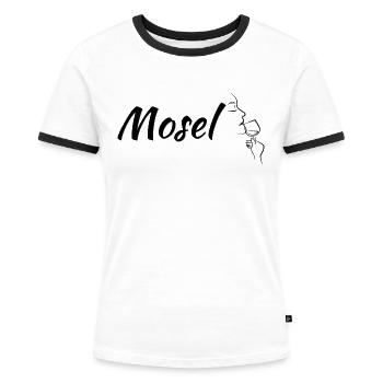 Mosel - Frauen Kontrast-T-Shirt - Weiß/Schwarz - Vorne - Selfina (174cm)