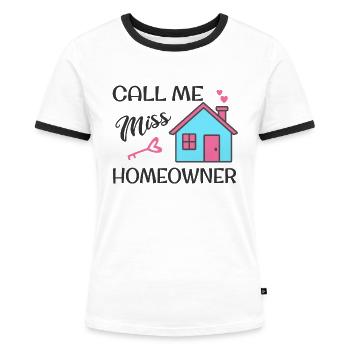 Emménagement Fest Appelez-moi Mme Propriétaire - T-shirt contrasté Femme - blanc/noir - Devant - Selfina (174cm)