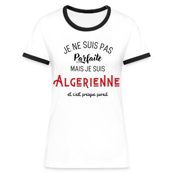 Pas parfaite mais algérienne - T-shirt contrasté Femme - blanc/noir - Devant - Selfina (174cm)