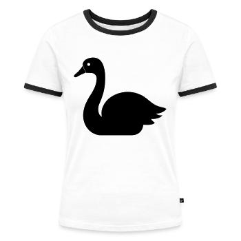 Swan - Women's Ringer T-Shirt - white/black - Front - Selfina (174cm)