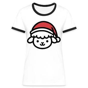 Christmas Cute Sheep - Women's Ringer T-Shirt - white/black - Front - Selfina (174cm)