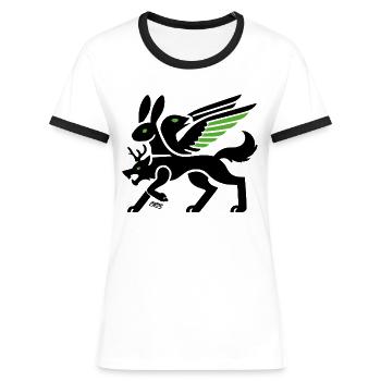 Wolpertinger - Frauen Kontrast-T-Shirt - Weiß/Schwarz - Vorne - Selfina (174cm)