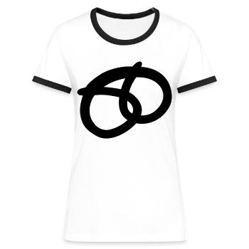 brezel__f1 - Frauen Kontrast-T-Shirt - Weiß/Schwarz - Vorne - Selfina (174cm)