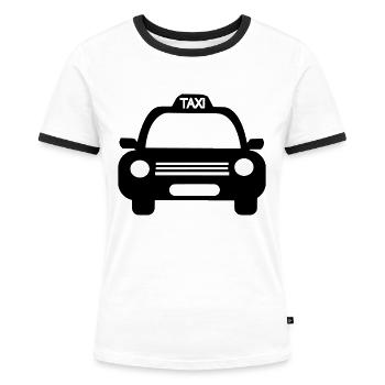 Taxi - Frauen Kontrast-T-Shirt - Weiß/Schwarz - Vorne - Selfina (174cm)