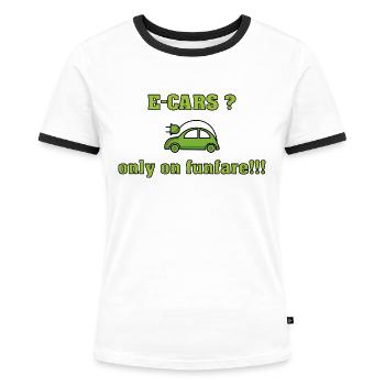 contre les voitures électriques contre l’e-mobilité - T-shirt contrasté Femme - blanc/noir - Devant - Selfina (174cm)