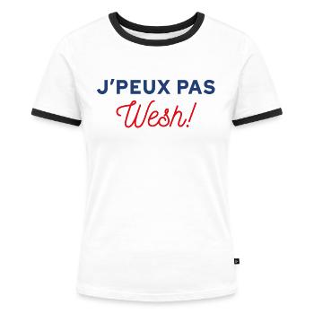 J'peux pas wesh - T-shirt contrasté Femme - blanc/noir - Devant - Selfina (174cm)