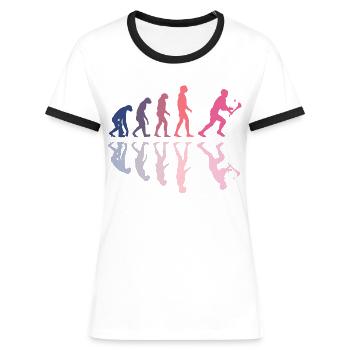 Die Evolution von Hurling - Frauen Kontrast-T-Shirt - Weiß/Schwarz - Vorne - Selfina (174cm)