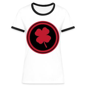 Symbole du trèfle - T-shirt contrasté Femme - blanc/noir - Devant - Selfina (174cm)