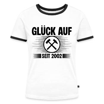Glueck auf seit 2002 - Frauen Kontrast-T-Shirt - Weiß/Schwarz - Vorne - Selfina (174cm)