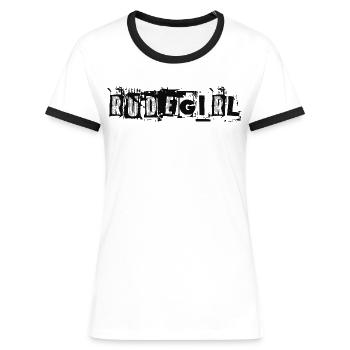 rudegirl - Frauen Kontrast-T-Shirt - Weiß/Schwarz - Vorne - Selfina (174cm)