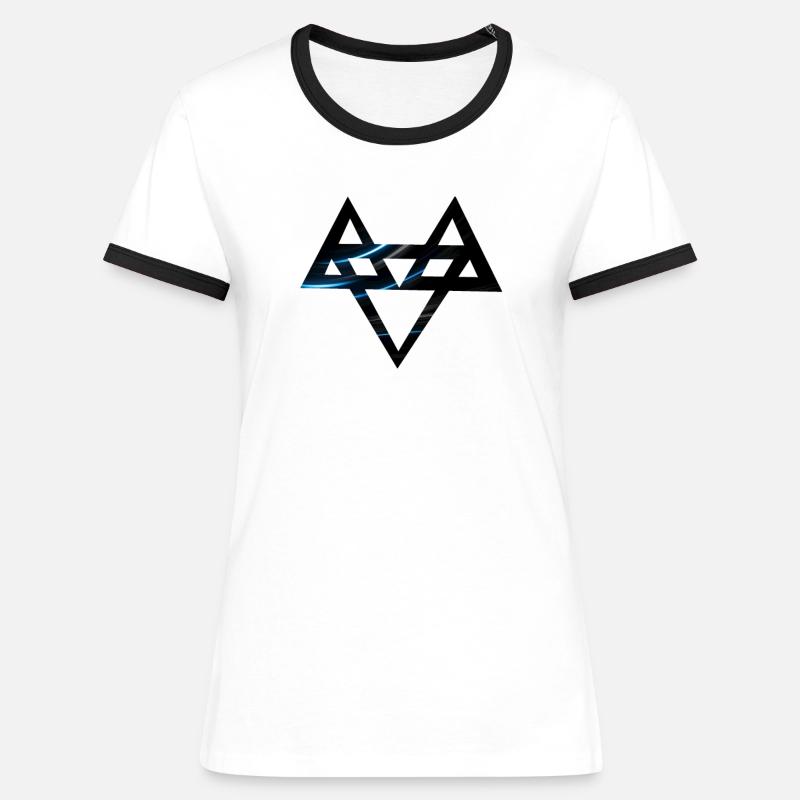 Neffex 3D 3 Blå2 - Dame kontrast-T-shirt - hvid/sort