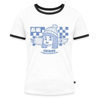 Skater Babe - Skating Girl Japan Style - Women's Ringer T-Shirt - white/black - Front - Selfina (174cm)