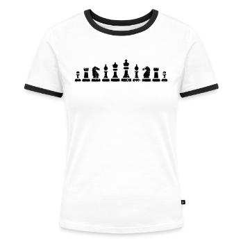 Schach Figur - Frauen Kontrast-T-Shirt - Weiß/Schwarz - Vorne - Selfina (174cm)