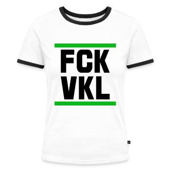 Gegen Vokale FCK VKL Spruch Zitat - Frauen Kontrast-T-Shirt - Weiß/Schwarz - Vorne - Selfina (174cm)