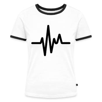 Puls, Herzschlag - Frauen Kontrast-T-Shirt - Weiß/Schwarz - Vorne - Selfina (174cm)