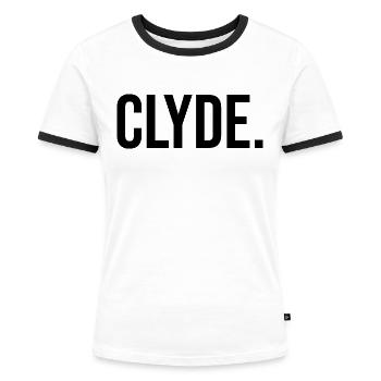 Partnerlook Partner Clyde - schwarz - Frauen Kontrast-T-Shirt - Weiß/Schwarz - Vorne - Selfina (174cm)