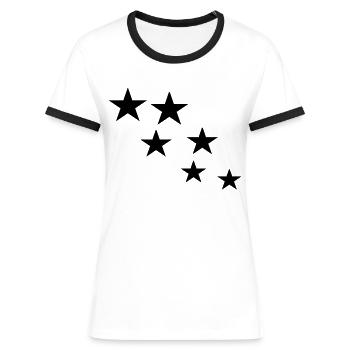 6 sterne gross klein - Frauen Kontrast-T-Shirt - Weiß/Schwarz - Vorne - Selfina (174cm)