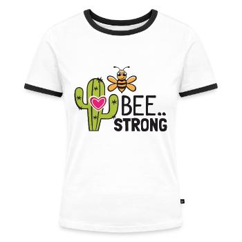 Bee Strong Lovely Cactus - T-shirt contrasté Femme - blanc/noir - Devant - Selfina (174cm)