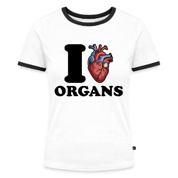 Ich liebe Organe - Frauen Kontrast-T-Shirt - Weiß/Schwarz - Vorne - Selfina (174cm)