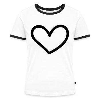 cœur - T-shirt contrasté Femme - blanc/noir - Devant - Selfina (174cm)