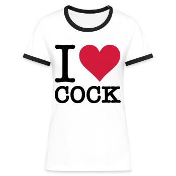 Ich liebe Schwanz - Frauen Kontrast-T-Shirt - Weiß/Schwarz - Vorne - Selfina (174cm)
