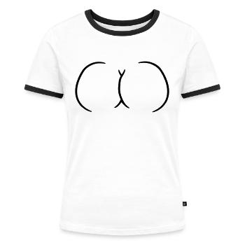 backen nackte frau sexy arsch popo ass butt heiss - Frauen Kontrast-T-Shirt - Weiß/Schwarz - Vorne - Selfina (174cm)