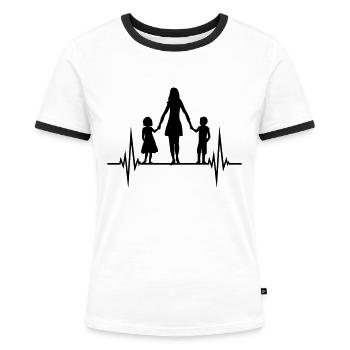 Frequenz Mama Kinder - Frauen Kontrast-T-Shirt - Weiß/Schwarz - Vorne - Selfina (174cm)