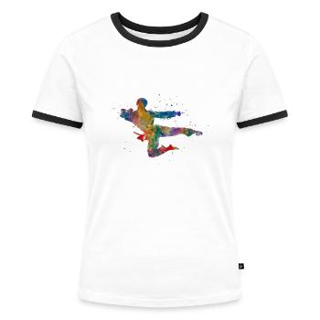 Arts martiaux-Karaté - T-shirt contrasté Femme - blanc/noir - Devant - Selfina (174cm)