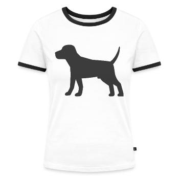 Hund - Frauen Kontrast-T-Shirt - Weiß/Schwarz - Vorne - Selfina (174cm)