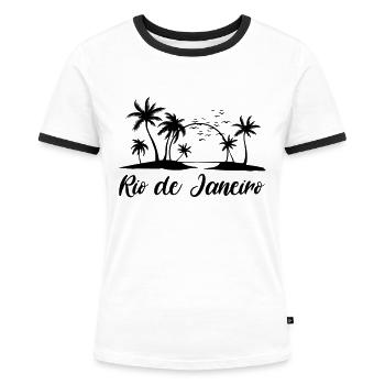 Rio de Janeiro - T-shirt contrasté Femme - blanc/noir - Devant - Selfina (174cm)