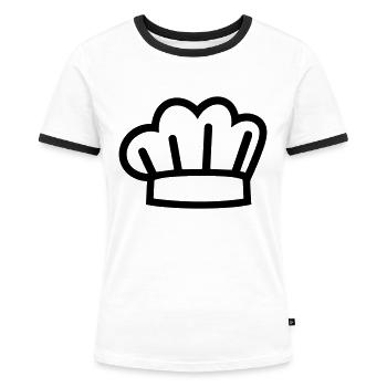 Toque Chef de cuisine - T-shirt contrasté Femme - blanc/noir - Devant - Selfina (174cm)