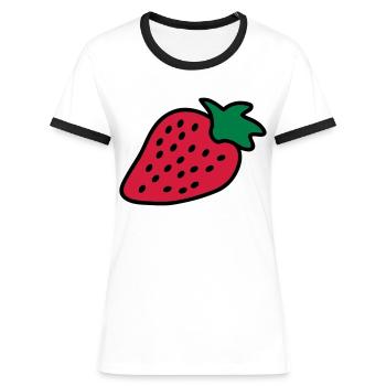 strawberry - Frauen Kontrast-T-Shirt - Weiß/Schwarz - Vorne - Selfina (174cm)