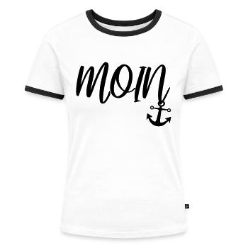 Moin de la ville portuaire - T-shirt contrasté Femme - blanc/noir - Devant - Selfina (174cm)