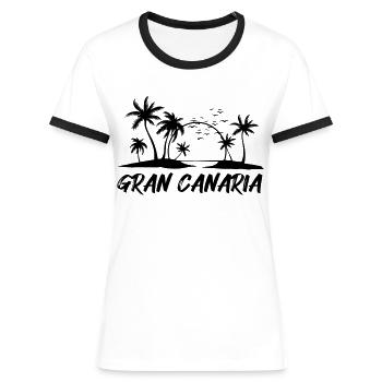 gran canaria - Frauen Kontrast-T-Shirt - Weiß/Schwarz - Vorne - Selfina (174cm)