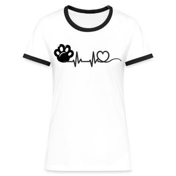 Patte de chat Heartbeat - T-shirt contrasté Femme - blanc/noir - Devant - Selfina (174cm)