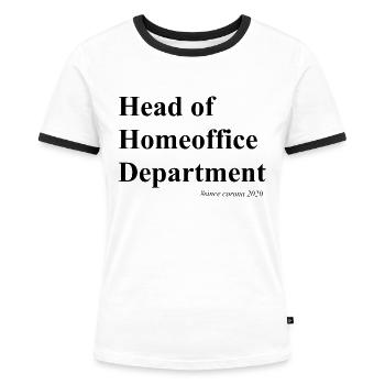 Homeoffice - Frauen Kontrast-T-Shirt - Weiß/Schwarz - Vorne - Selfina (174cm)