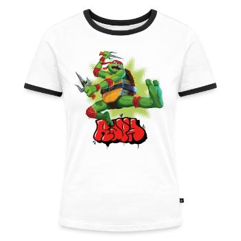 TMNT Mutant Mayhem Mit Turtle Raph - Frauen Kontrast-T-Shirt - Weiß/Schwarz - Vorne - Selfina (174cm)