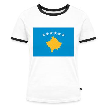 Kosovo - Frauen Kontrast-T-Shirt - Weiß/Schwarz - Vorne - Selfina (174cm)