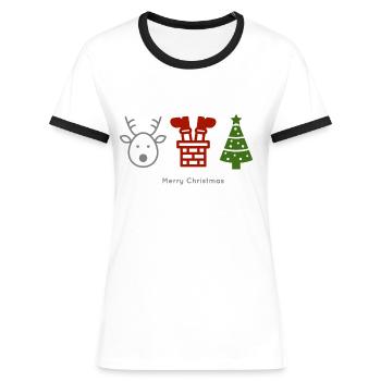 Noël - Ma chemise femme homme préférée - T-shirt contrasté Femme - blanc/noir - Devant - Selfina (174cm)