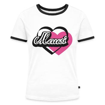 Kosename Mausi Herz - Frauen Kontrast-T-Shirt - Weiß/Schwarz - Vorne - Selfina (174cm)