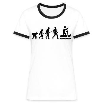 Cool "Evolution Rowing Shirt" design - Women's Ringer T-Shirt - white/black - Front - Selfina (174cm)